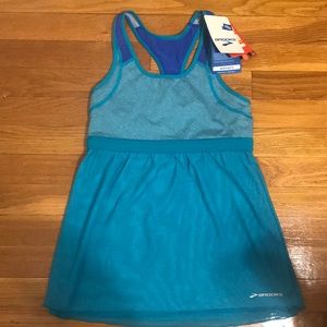 NWT Brooks Spandex & Mesh Blue & Teal Athletic Top
